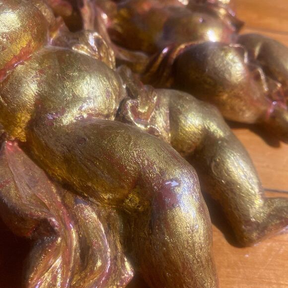 Vintage chalkwear Cherubs Wall Plaques 90s whimsigoth celestial decor hanging 2 - Picture 3 of 9